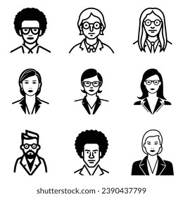 Business People Flat Icon Set Isolated On White Background