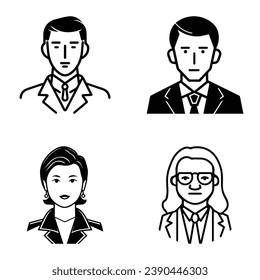 Business People Flat Icon Set Isolated On White Background
