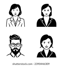 Business People Flat Icon Set Isolated On White Background