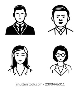 Business People Flat Icon Set Isolated On White Background