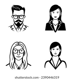 Business People Flat Icon Set Isolated On White Background