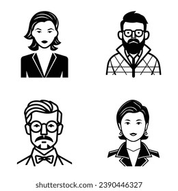 Business People Flat Icon Set Isolated On White Background