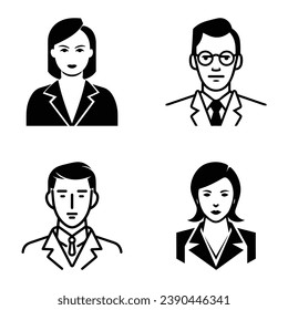 Business People Flat Icon Set Isolated On White Background