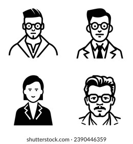 Business People Flat Icon Set Isolated On White Background