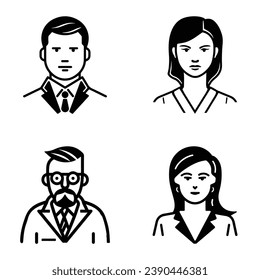 Business People Flat Icon Set Isolated On White Background
