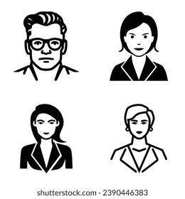 Business People Flat Icon Set Isolated On White Background