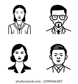 Business People Flat Icon Set Isolated On White Background