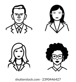 Business People Flat Icon Set Isolated On White Background