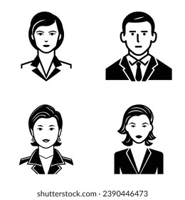 Business People Flat Icon Set Isolated On White Background
