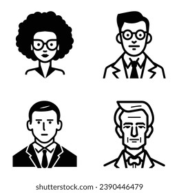 Business People Flat Icon Set Isolated On White Background