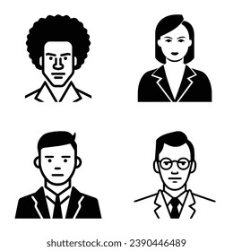 Business People Flat Icon Set Isolated On White Background