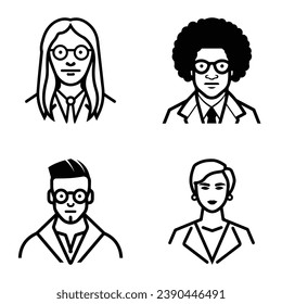 Business People Flat Icon Set Isolated On White Background