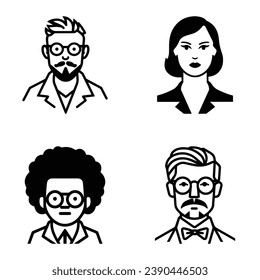 Business People Flat Icon Set Isolated On White Background