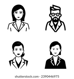 Business People Flat Icon Set Isolated On White Background