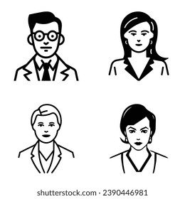 Business People Flat Icon Set Isolated On White Background