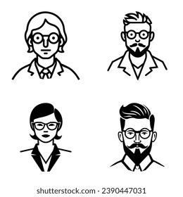 Business People Flat Icon Set Isolated On White Background