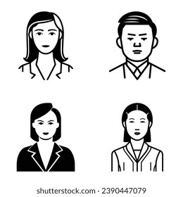 Business People Flat Icon Set Isolated On White Background