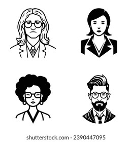 Business People Flat Icon Set Isolated On White Background