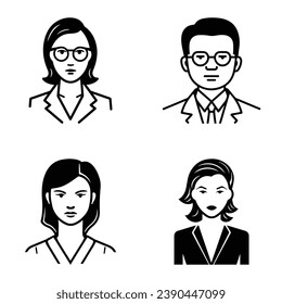 Business People Flat Icon Set Isolated On White Background