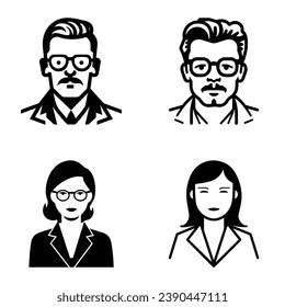 Business People Flat Icon Set Isolated On White Background