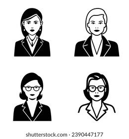 Business People Flat Icon Set Isolated On White Background