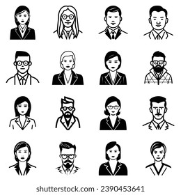 Business People Flat Icon Set Isolated On White Background