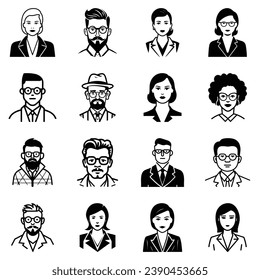 Business People Flat Icon Set Isolated On White Background