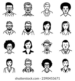 Business People Flat Icon Set Isolated On White Background