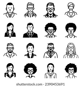 Business People Flat Icon Set Isolated On White Background