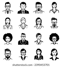 Business People Flat Icon Set Isolated On White Background