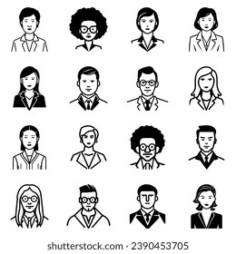 Business People Flat Icon Set Isolated On White Background