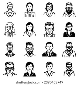 Business People Flat Icon Set Isolated On White Background