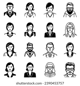 Business People Flat Icon Set Isolated On White Background