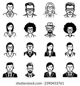 Business People Flat Icon Set Isolated On White Background