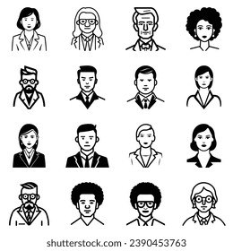 Business People Flat Icon Set Isolated On White Background