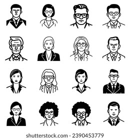 Business People Flat Icon Set Isolated On White Background