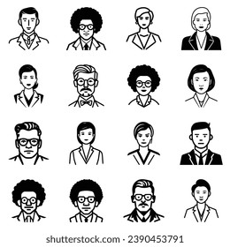 Business People Flat Icon Set Isolated On White Background