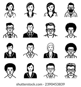 Business People Flat Icon Set Isolated On White Background