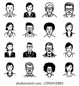 Business People Flat Icon Set Isolated On White Background
