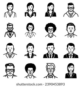 Business People Flat Icon Set Isolated On White Background