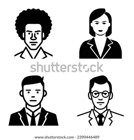 Business People Flat Icon Set Isolated On White Background