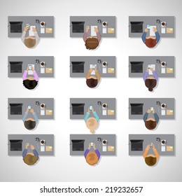 Business People, Flat Illustrations, Office Workers, Brainstorming, Development  - Isolated On Gray Background - Vector Illustration, Graphic Design Editable For Your Design  