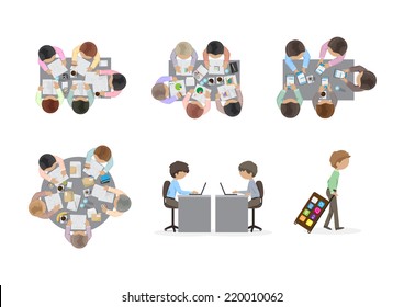 Business People, Flat Illustrations, Office Workers, Brainstorming, Development, Travel - Isolated On White Background - Vector Illustration, Graphic Design Editable For Your Design