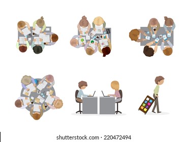 Business People, Flat Illustrations, Office Workers, Brainstorming, Development, Travel - Isolated On White Background - Vector Illustration, Graphic Design Editable For Your Design