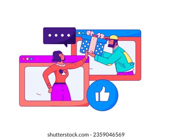 Business People Flat Vector Concept Operation Hand Drawn Illustration
