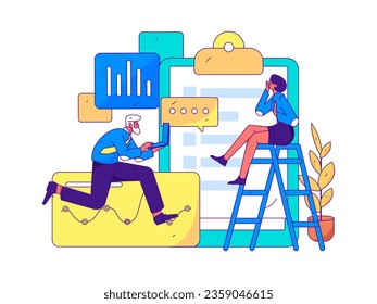 Business People Flat Vector Concept Operation Hand Drawn Illustration
