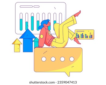 Business People Flat Vector Concept Operation Hand Drawn Illustration
