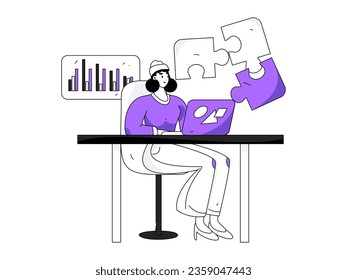 Business People Flat Vector Concept Operation Hand Drawn Illustration
