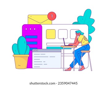 Business People Flat Vector Concept Operation Hand Drawn Illustration
