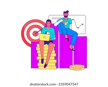 Business People Flat Vector Concept Operation Hand Drawn Illustration
